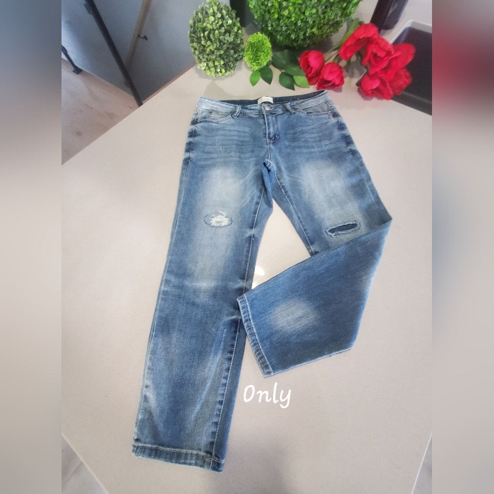 ONLY Beau capris de longueur 7/8 à jambes droites ajustées bleu clair